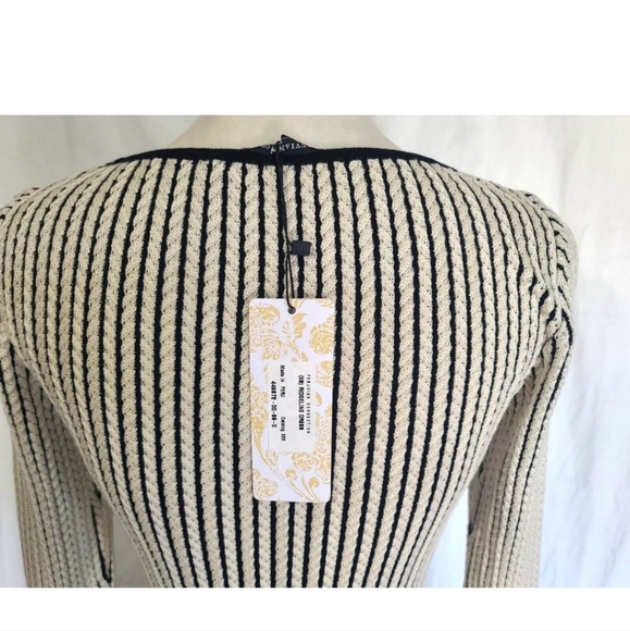 New W/Tag Peruvian Connection Black Cream Knit Ridgeline Maxi Dress XS RT $368 - Picture 8 of 10